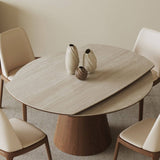 Extendable Rock Slab Dining Table with Conical Base