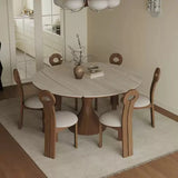 Extendable Rock Slab Dining Table with Hourglass-shaped Leg