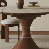 Extendable Rock Slab Dining Table with Hourglass-shaped Leg