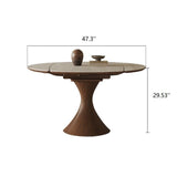 Extendable Rock Slab Dining Table with Hourglass-shaped Leg