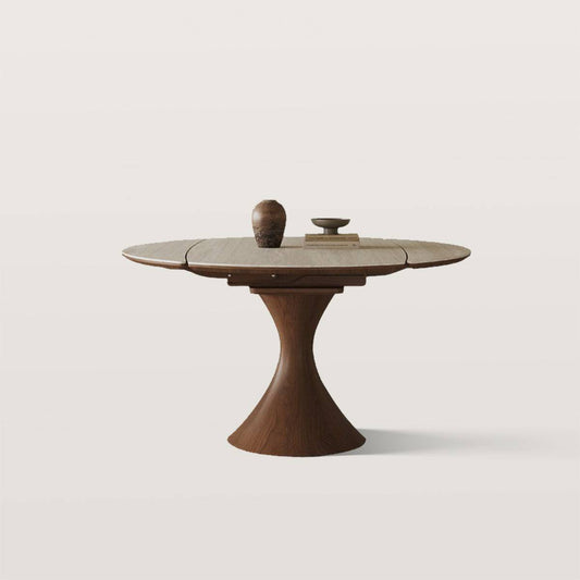 Extendable Rock Slab Dining Table with Hourglass-shaped Leg
