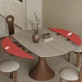 Extendable Rock Slab Dining Table with Hourglass-shaped Leg