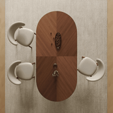 Rectangular Oval Black Walnut Wood Spliced Dining Table