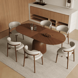 Rectangular Oval Black Walnut Wood Spliced Dining Table