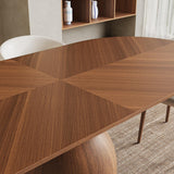 Rectangular Oval Black Walnut Wood Spliced Dining Table