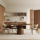 Rectangular Oval Black Walnut Wood Spliced Dining Table