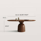 Rectangular Oval Black Walnut Wood Spliced Dining Table