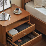 Solid Wood Nightstand with 2 Storage Cabinets