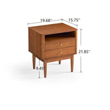 Solid Wood Nightstand with 2 Storage Cabinets