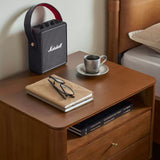 Solid Wood Nightstand with 2 Storage Cabinets