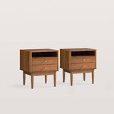 Solid Wood Nightstand with 2 Storage Cabinets