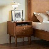 Solid Wood Nightstand with 2 Storage Cabinets
