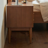Solid Wood Nightstand with 2 Storage Cabinets