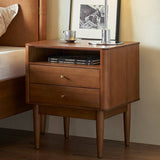 Solid Wood Nightstand with 2 Storage Cabinets