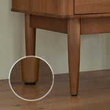 Solid Wood Nightstand with 2 Storage Cabinets