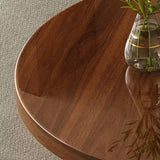 Walnut Marble Round Coffee Table with Vintage Crystal