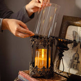 Retro Iron Candlestick Ornament Outdoor Camping Windproof Lamp