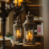 Retro Iron Candlestick Ornament Outdoor Camping Windproof Lamp