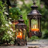Retro Iron Candlestick Ornament Outdoor Camping Windproof Lamp
