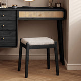 Antique Rattan Makeup Vanity with Storage for Bedroom