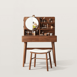 Walnut Makeup Vanity Set Dressing Table with Light