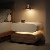Modern Nightstand 2 Drawer Bedside Table with Light