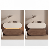 Modern Nightstand 2 Drawer Bedside Table with Light