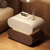 Modern Nightstand 2 Drawer Bedside Table with Light