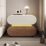 Modern Nightstand 2 Drawer Bedside Table with Light