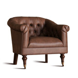 Mid-Century Leather Single Accent Armchair Club Chair