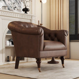 Mid-Century Leather Single Accent Armchair Club Chair