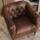 Mid-Century Leather Single Accent Armchair Club Chair