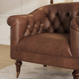 Mid-Century Leather Single Accent Armchair Club Chair