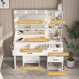 3 Drawer Makeup Vanity with Glass Top and Lights