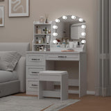 4 Drawers Makeup Vanity with Mirror and Cabinet