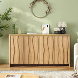 Fluted Sideboard Buffet Storage Cabinet with 4 Doors