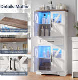 50.3in Farmhouse Bathroom Floor Storage Cabinet with LED Lights