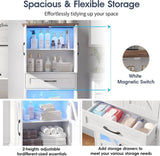 50.3in Farmhouse Bathroom Floor Storage Cabinet with LED Lights