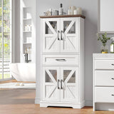 50.3in Farmhouse Bathroom Floor Storage Cabinet with LED Lights