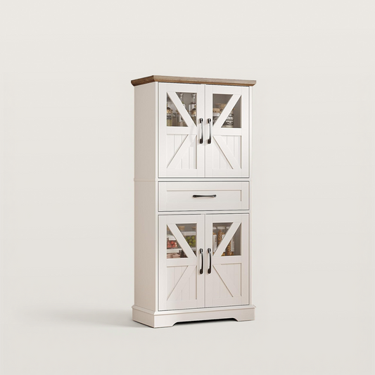 50.3in Farmhouse Bathroom Floor Storage Cabinet with LED Lights