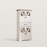 50.3in Farmhouse Bathroom Floor Storage Cabinet with LED Lights