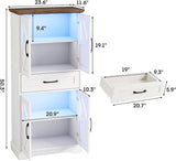 50.3in Farmhouse Bathroom Floor Storage Cabinet with LED Lights