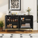 Black Buffet Cabinet with Storage Large Fluted Sideboard