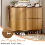 Large Fluted Shoe Cabinet with 4 Flip Drawers