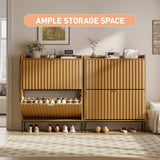 Large Fluted Shoe Cabinet with 4 Flip Drawers