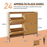 Large Fluted Shoe Cabinet with 4 Flip Drawers