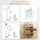 Fluted Shoe Storage Cabinet with Flip Drawers
