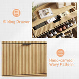 Fluted Shoe Storage Cabinet with Flip Drawers