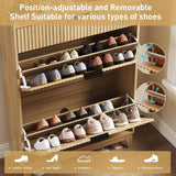 Fluted Shoe Storage Cabinet with Flip Drawers