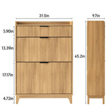 Fluted Shoe Storage Cabinet with Flip Drawers